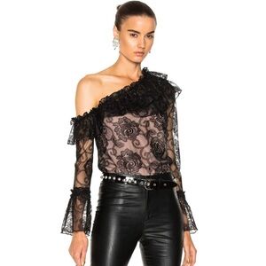 NEW NICHOLAS REVOLVE BLACK LACE ONE SHOULDER TOP